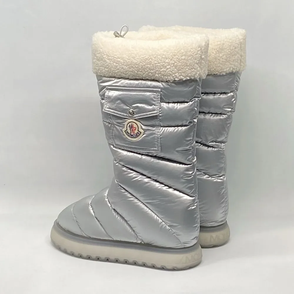Moncler Gaia Pocket Metallic Faux Fur-Trim Snow Boots size 38
